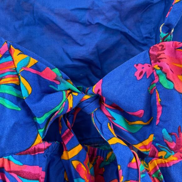 J.CREW FACTORY Tank Top Size 14 Blue Floral Tropical Tie Back Strappy Summer - Picture 10 of 16